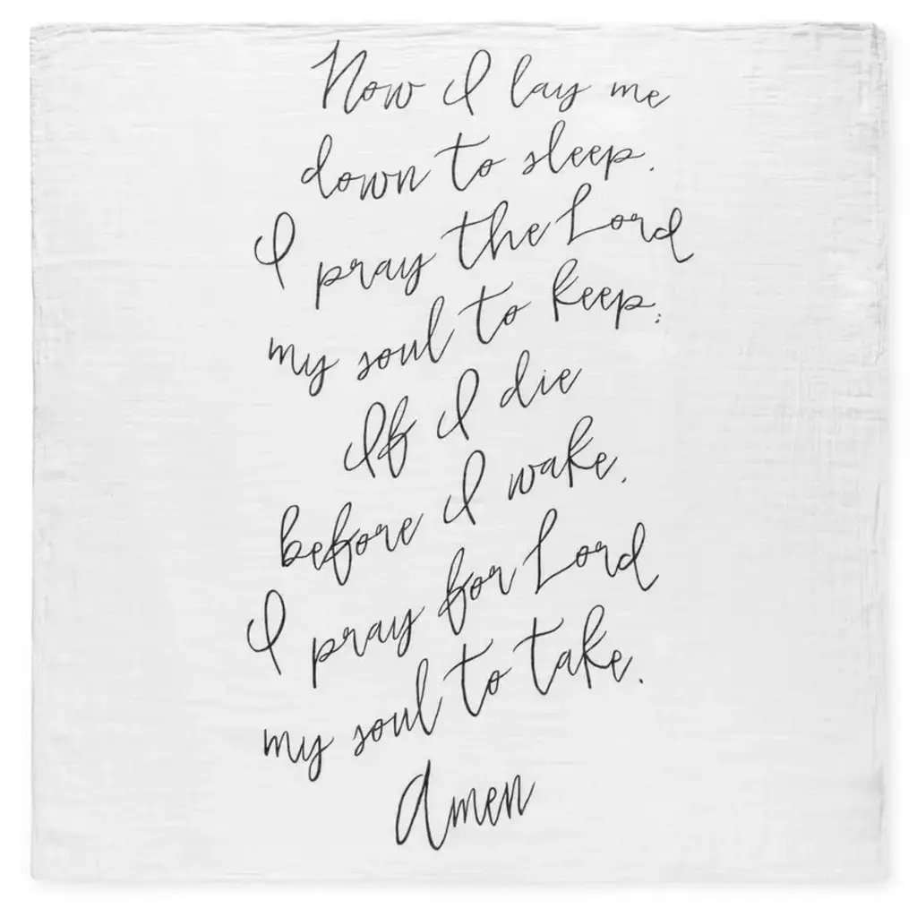 MODERN BURLAP MUSLIN SWADDLE - NOW I LAY ME PRAYER
