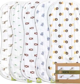 KEABABIES 5-PK SOFTE BURP CLOTHS/THE WILD