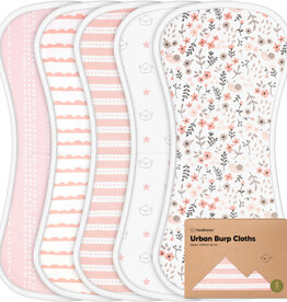 KEABABIES 5PK URBAN BURP CLOTHS-SWEET CHARM