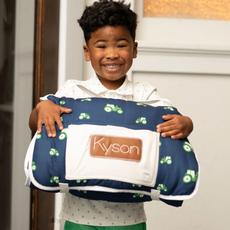 SUGAR BEE CLOTHING NAP MAT - TRACTORS ON NAVY