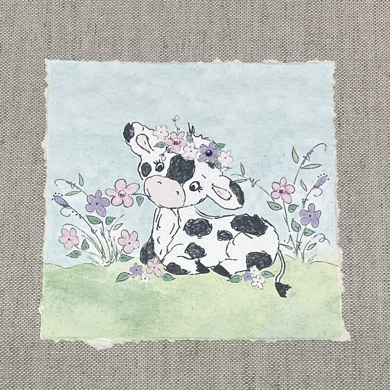 BABY MEMORY BOOK - B&W CALF W/FLOWERS