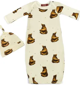 MILKBARN BAMBOO GOWN & HAT HONEY BEAR