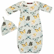 MILKBARN BAMBOO NB GOWN & HAT SET - BUTTERFLY
