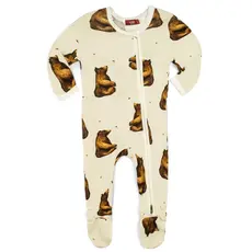 MILKBARN BAMBOO ZIPPER FOOTED ROMPER HONEY BEAR