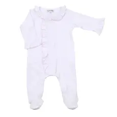 MAGNOLIA BABY MINI DOTS RUFFLE FRONT FOOTIE PINK
