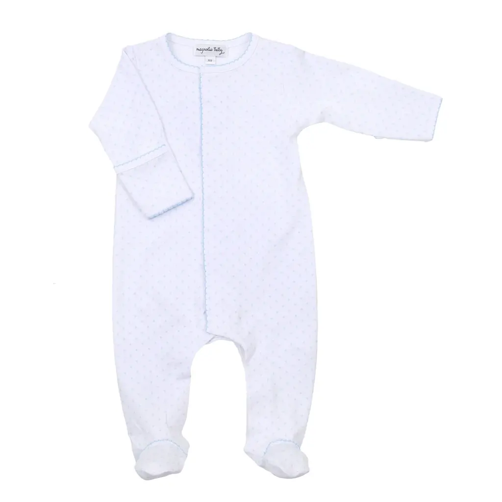 MAGNOLIA BABY MINI DOTS FOOTIE LIGHT BLUE