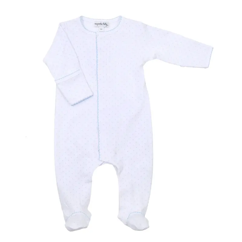 MAGNOLIA BABY MINI DOTS FOOTIE LIGHT BLUE