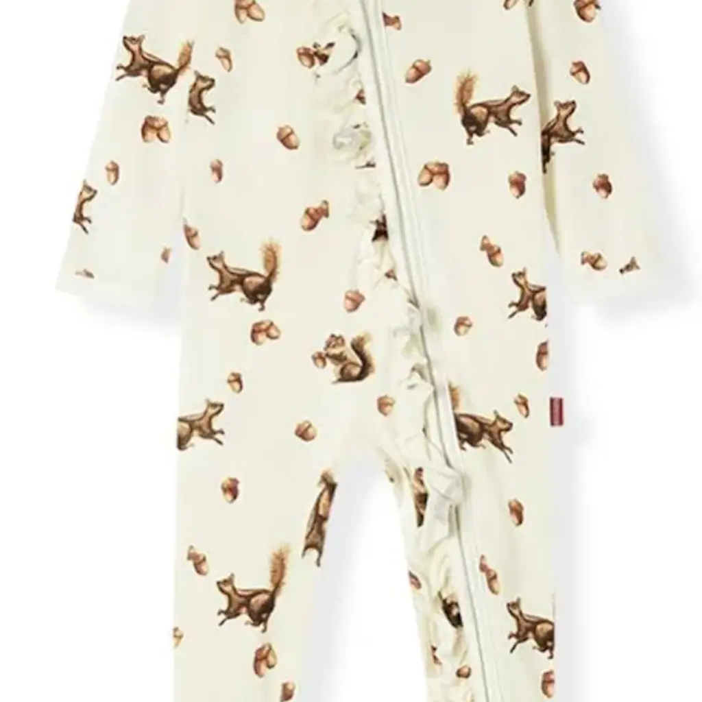 MILKBARN LUXE STRETCH RUFFLE FOOTED ROMPER
