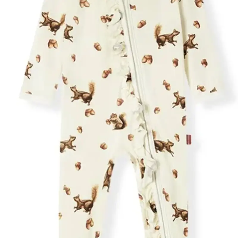 MILKBARN LUXE STRETCH RUFFLE FOOTED ROMPER