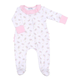 MAGNOLIA BABY HOPE'S ROSE PRINT RUFFLE ZIPPER FOOTIE-PK