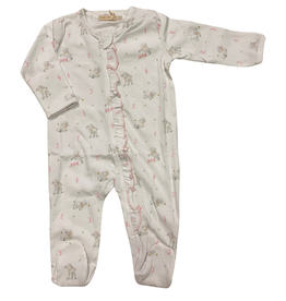 BABY CLUB CHIC counting baby sheep pink printed zipper footie w/ruffles