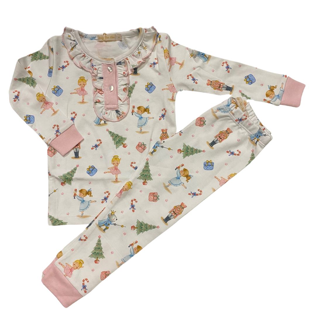 Baby Club Chic Pink Nutcracker Printed Zipped Coverall with Ruffles main image 0