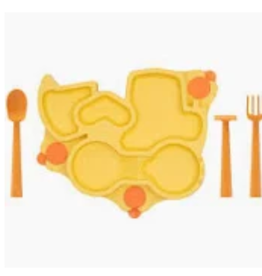 TRUCK TRAINING PLATE W/UTENSILS -YELLOW