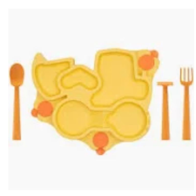TRUCK TRAINING PLATE W/UTENSILS -YELLOW
