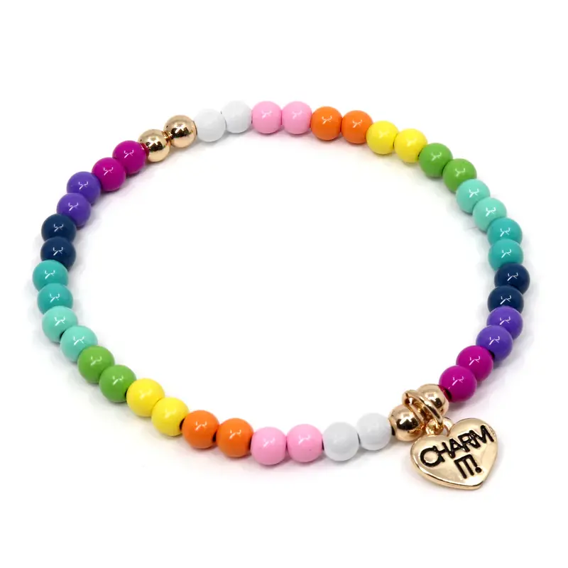 CHARM IT! CHARM IT! GOLD RAINBOW STRETCH BEAD