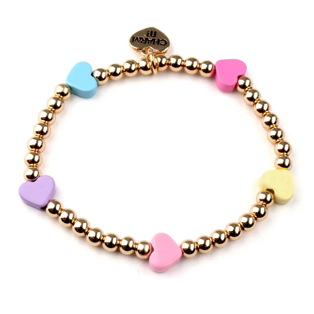 CHARM IT! GOLD MULTI HEART STRETCH BEAD B