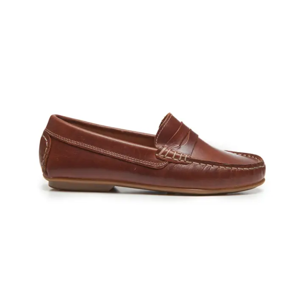 CHILDRENCHIC LEATHER PENNY LOAFERS-BROWN