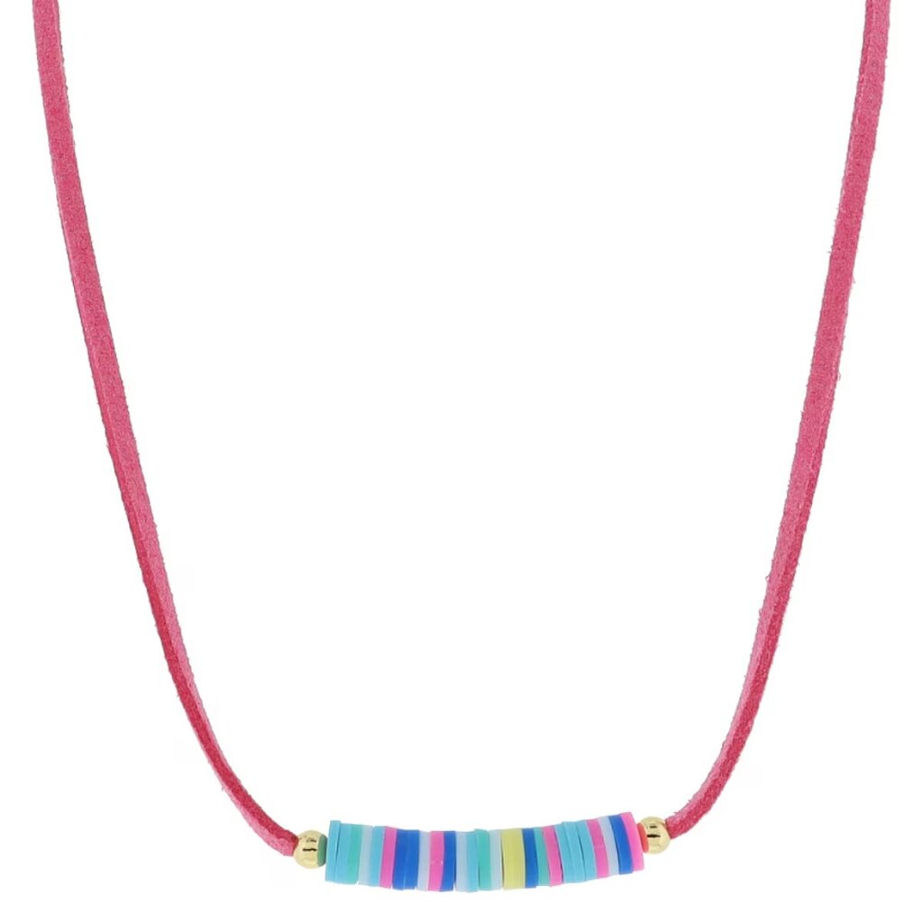 JANE MARIE Kids Half Magenta, Half Coral Suede Necklace