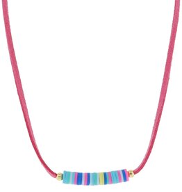 JANE MARIE Kids Half Magenta, Half Coral Suede Necklace