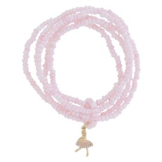 JANE MARIE Kids 5 Strand Pink Beaded & Ballerina Bracelet, 6.5" Around
