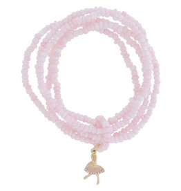 JANE MARIE Kids 5 Strand Pink Beaded & Ballerina Bracelet, 6.5" Around