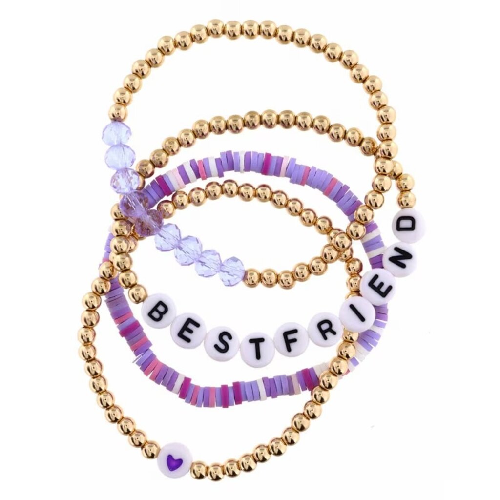 JANE MARIE Kids Set of 4, Beaded with "Best Friend" Bracelet