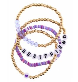 JANE MARIE Kids Set of 4, Beaded with "Best Friend" Bracelet