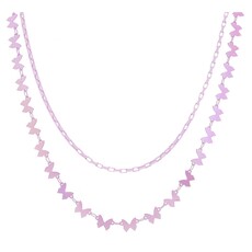 JANE MARIE Kids 12", 14" 2 Strand Pink Box, Butterfly Chain Necklace