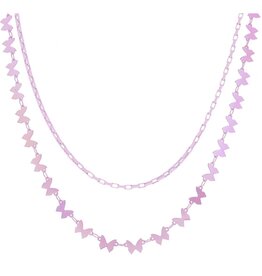 JANE MARIE Kids 12", 14" 2 Strand Pink Box, Butterfly Chain Necklace