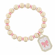 JANE MARIE Kids Light Pink Enamel with Crystals & Pink Bow Bracelet