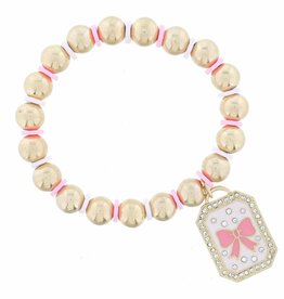 JANE MARIE Kids Light Pink Enamel with Crystals & Pink Bow Bracelet