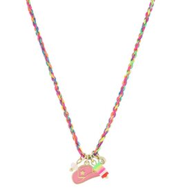JANE MARIE Kids 14" Pink Cowgirl Hat, Crystal Charms Necklace, 3" Ext.