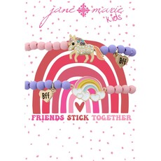 JANE MARIE Kids Colorblock Beaded Rainbow + Unicorn "Bff" Set Bracelet