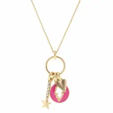 JANE MARIE Kids Gold Ring with Pink Bolt, Heart, Star Charms Necklace
