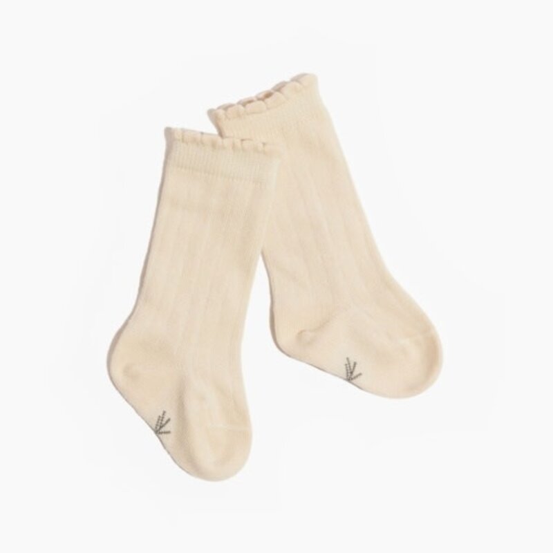 FRESHLY PICKED ivory - scalloped - knee length - socks