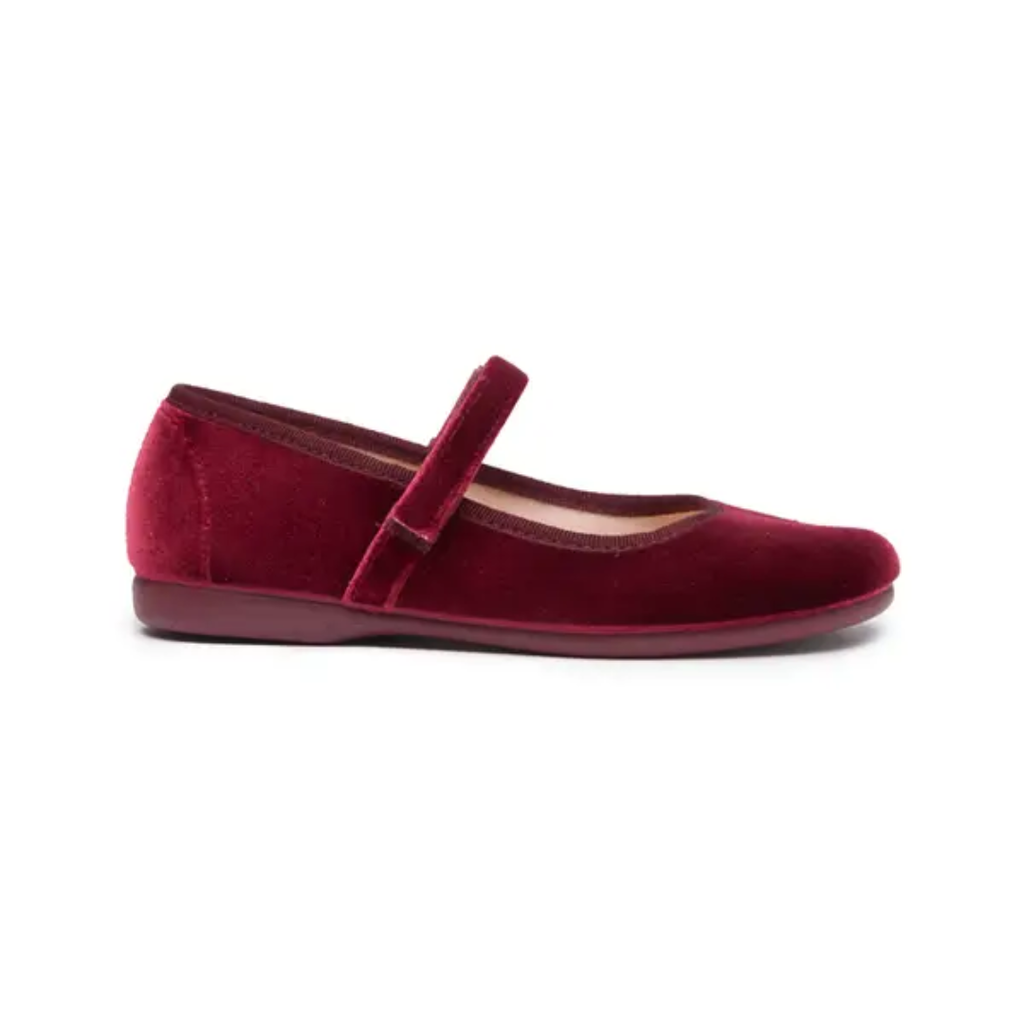 CHILDRENCHIC CLASSIC VELVET MARY JANES-BURGUNDY
