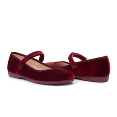 CHILDRENCHIC CLASSIC VELVET MARY JANES-BURGUNDY