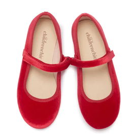 CHILDRENCHIC CLASSIC VELVET MARY JANES-RED