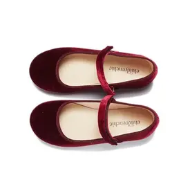 CHILDRENCHIC CLASSIC VELVET MARY JANES-BURGUNDY