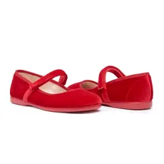 CHILDRENCHIC CLASSIC VELVET MARY JANES-RED