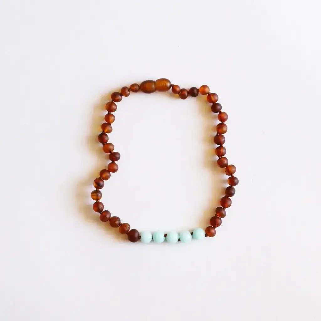 CanyonLeaf Raw Cognac Baltic Amber + Amazonite || Necklace