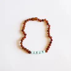 CanyonLeaf Raw Cognac Baltic Amber + Amazonite || Necklace
