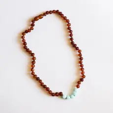 CanyonLeaf Raw Cognac Baltic Amber + Amazonite || Necklace