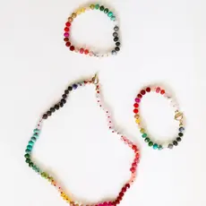 CanyonLeaf Natural Gemstone Necklace -14K Gold Filled Toggle - Paradise