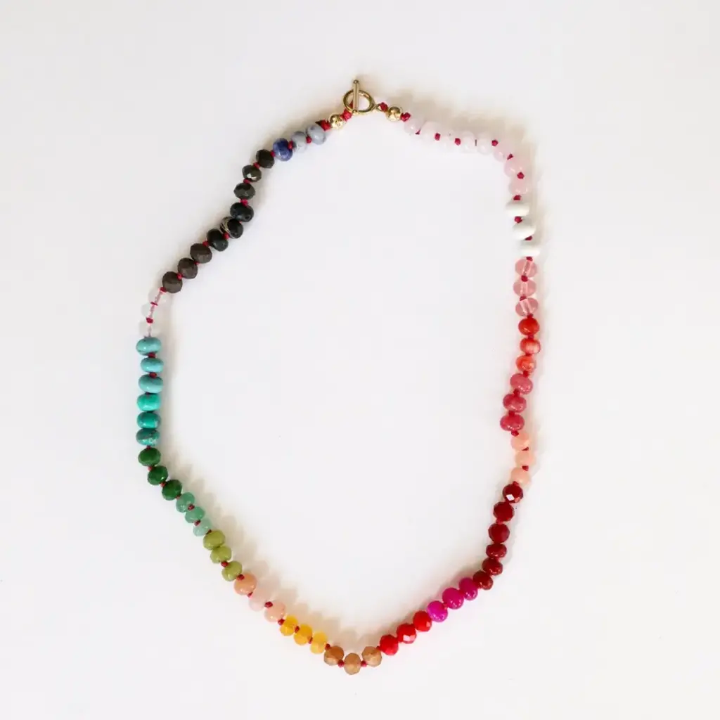 CanyonLeaf Natural Gemstone Necklace -14K Gold Filled Toggle - Paradise