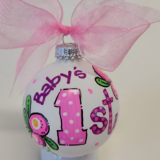 Kirsten in Color Babys' First Ornament Pink