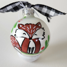 Kirsten in Color Baby Fox Hand Painted Glass Ornament