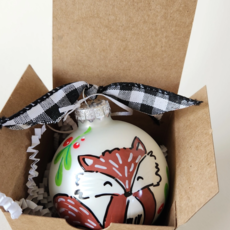 Kirsten in Color Baby Fox Hand Painted Glass Ornament