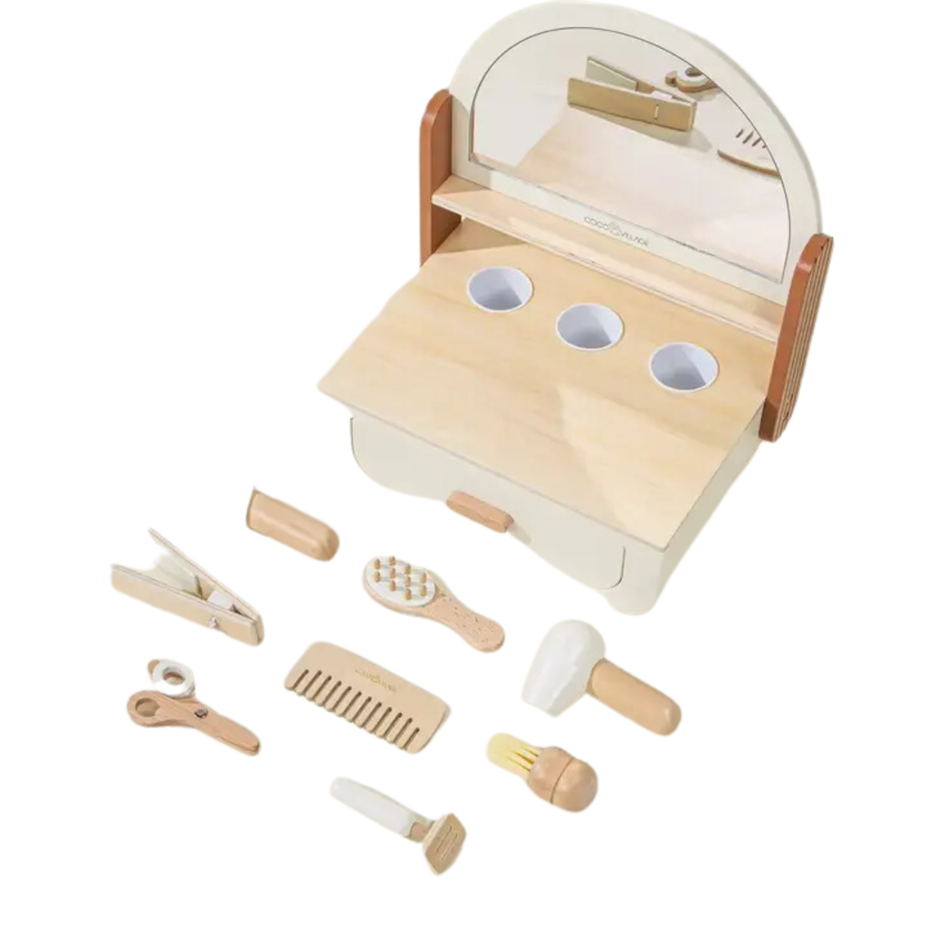 COCO VILLAGE WOODEN BEAUTY STATION PLAYSET & ACCESSORIES