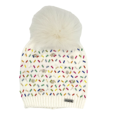 BARI LYNN SPRINKLE JEWELED HAT W/FUR POM